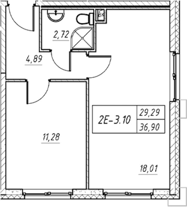 1-комнатная квартира 36.9 м², 9/11 эт., Комплекс апартаментов «Zoom на Неве»
